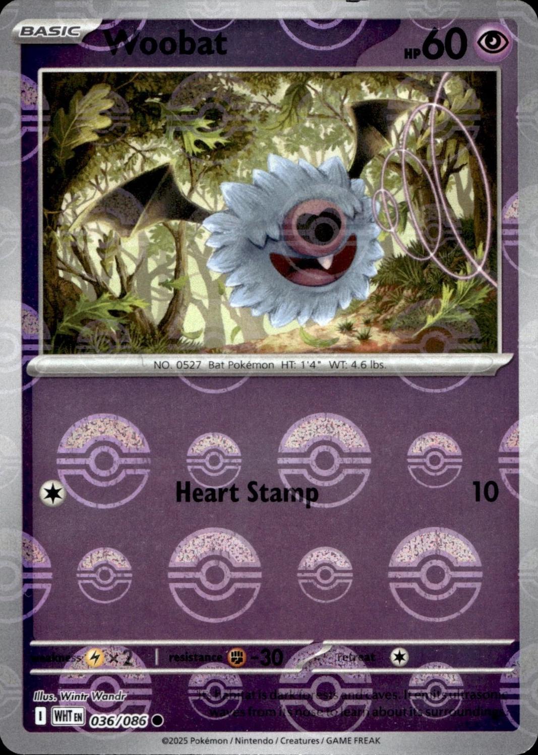 White Flare Woobat [Poke-Ball] Pokémon card